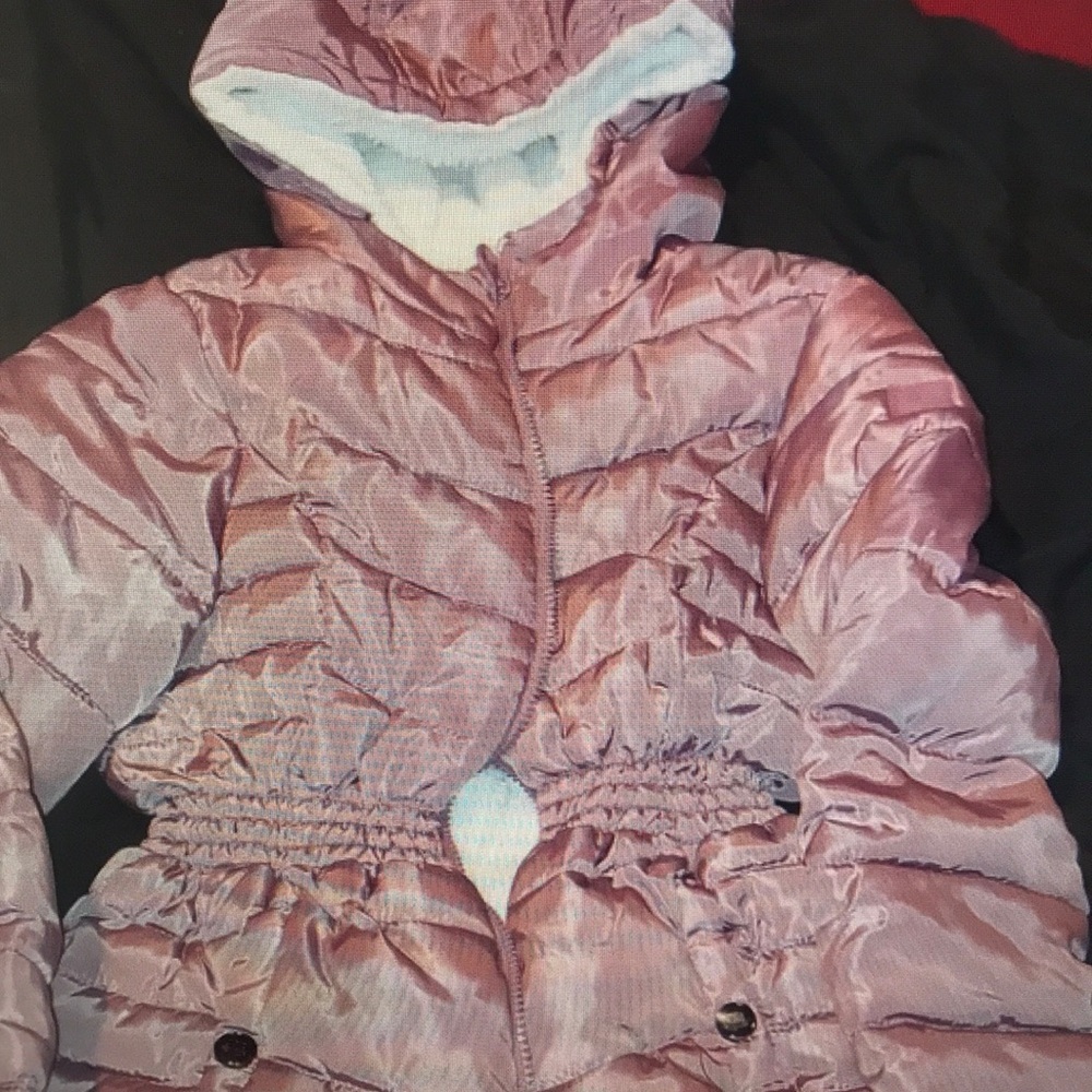 Girls' Hooded Puffer Coat in Dusty Pink